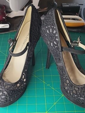 Wild Diva Black Lace Mary Jane Stiletto Heels